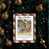 Christmas Red Green Plaid Portrait Photo  Feestdagenkaart