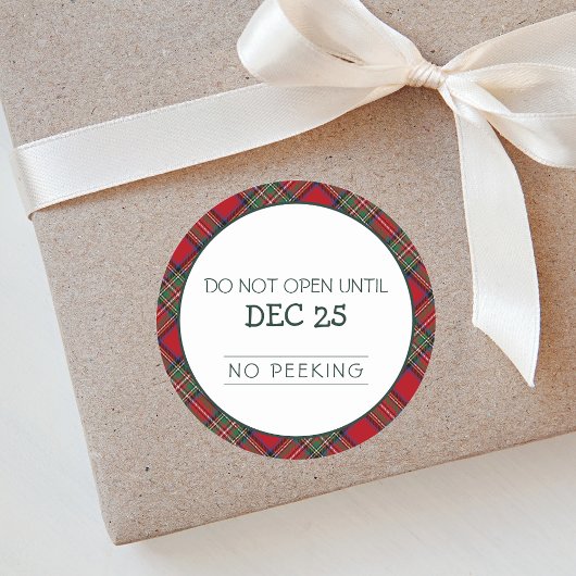 Christmas Red Green Plaid Stewart Tartan Ronde Sticker