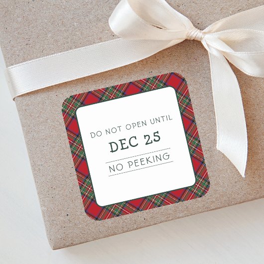 Christmas Red Green Plaid Stewart Tartan Vierkante Sticker