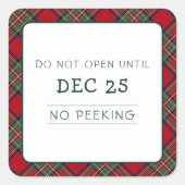 Christmas Red Green Plaid Stewart Tartan Vierkante Sticker (Voorkant)