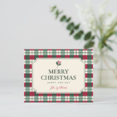 Christmas red green plaid tartan  kaart (Staand voorkant)