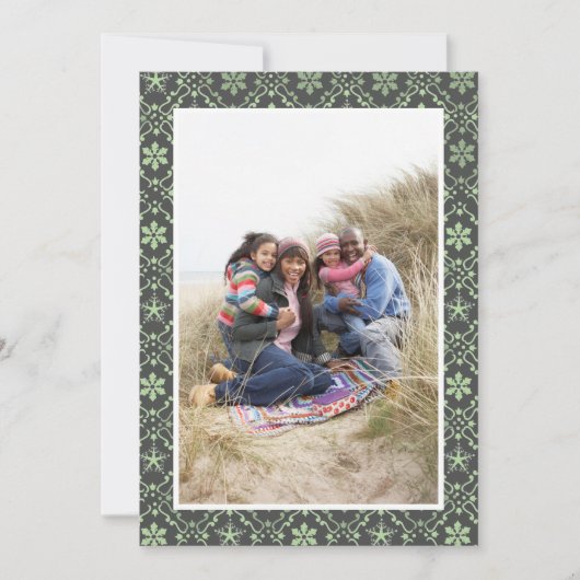 Christmas Red Green Snowflake Pattern 1 foto Feestdagenkaart (Voorkant)