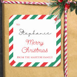 Christmas Red Green Stripes Cadeau Label<br><div class="desc">Deze  geïnspireerde labels stickers met kerstcadeau zijn voorzien van leuke en feestelijke rode en groene diagonale strepen. Personaliseer ze met je eigen tekst.</div>