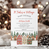 Christmas Red Green Takes A Village Baby Shower Kaart