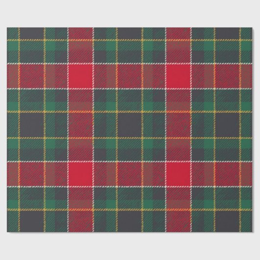 Christmas Red Green Tartan Glossy Holiday Cadeaupapier (Vlak)
