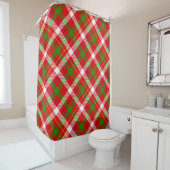 Christmas Red Green White Flannel Plaid Design Douchegordijn (In situ)