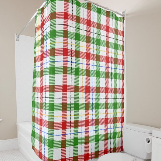 Christmas Red Green White Flannel Plaid Design  Douchegordijn