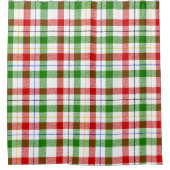 Christmas Red Green White Flannel Plaid Design  Douchegordijn (Voorkant)