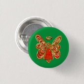 Christmas Red Guardian Angel Art Custom Pin Button (Voorkant /achterkant)