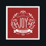 CHRISTMAS RED HOLIDAY JOY CHALKBOARD GEPERSONALISE SERVET<br><div class="desc">WENSEN U VREUGDE: Heldere en vrolijke grillige krijtbord stijl kerstversiering met rode en witte retro decoratieve typografie, en fancy wervelingen. Personaliseer het met jouw naam of aangepaste tekst. Klik op Aanpassen om de achtergrondkleur te wijzigen. Kan worden gebruikt voor een feestelijke vakantie thuis, onderhoudend met vrienden, buren en familie. Ook...</div>