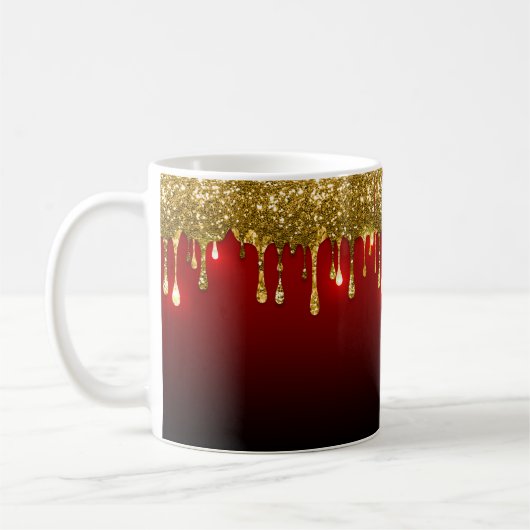 CHRISTMAS RED MET GOLD HOLIDAY DRIP PATTERNEN KOFFIEMOK (Links)