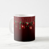 CHRISTMAS RED MET RED HOLIDAY DRIP PATTERN KOFFIEMOK (Voorkant links)