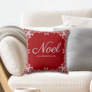 Christmas Red Noel Monogram Kussen