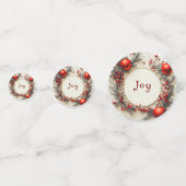 Christmas Red Ornaments Berries Snowflakes Confetti (Voorkanten)
