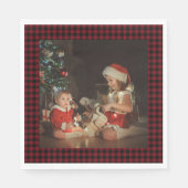 Christmas Red Plaid Custom Family Photo Servet (Voorkant)