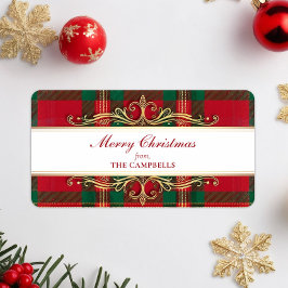 Christmas Red Plaid Holiday Return Address Label