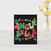 Christmas Red Plaid Jingle Bells Christmas Family  Kaart (Gele Bloem)