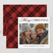 Christmas Red Plaid  Photo Holiday Card Feestdagenkaart (Voorkant / Achterkant)