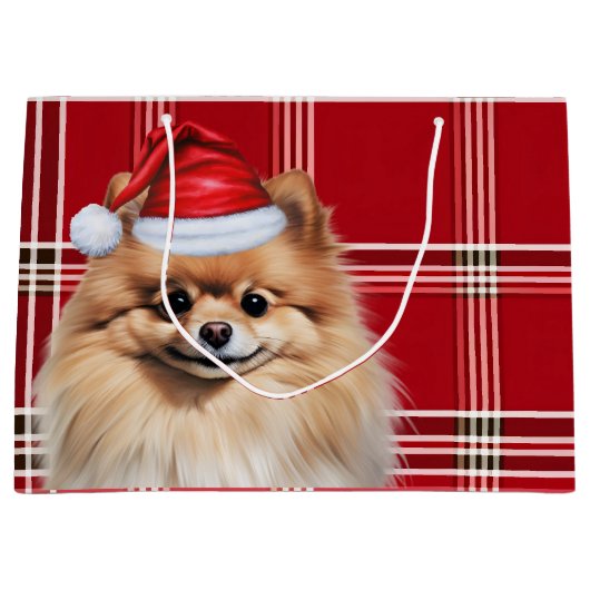 Christmas Red Plaid Pomeranian Dog Lover Groot Cadeauzakje (Voorkant)