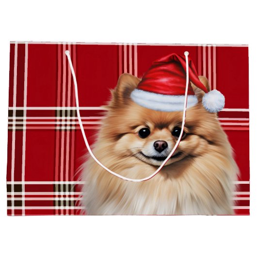 Christmas Red Plaid Pomeranian Dog Lover Groot Cadeauzakje (Achterkant)