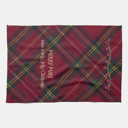 Christmas Red Plaid  Theedoek (Horizontaal)