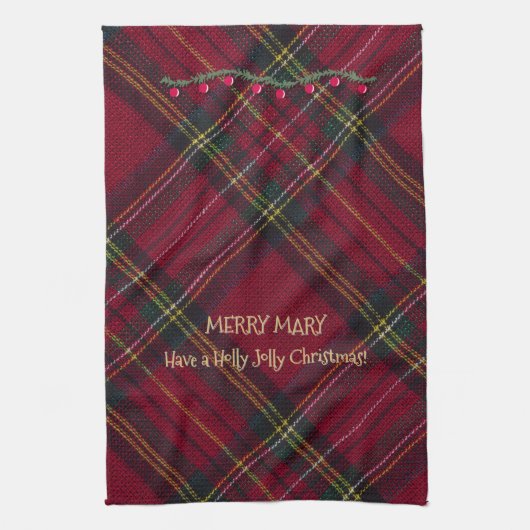 Christmas Red Plaid  Theedoek (Verticaal)