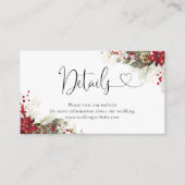 Christmas Red Poinsettia Baby shower Details Informatiekaartje (Voorkant)