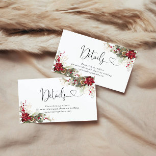 Christmas Red Poinsettia Baby shower Details Informatiekaartje