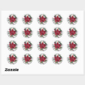 Christmas Red Poinsettia Retouradreslabel Ronde Sticker (Vel)