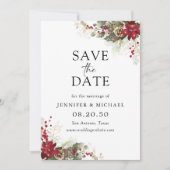 Christmas Red Poinsettia Sla de datum Kaart (Voorkant)