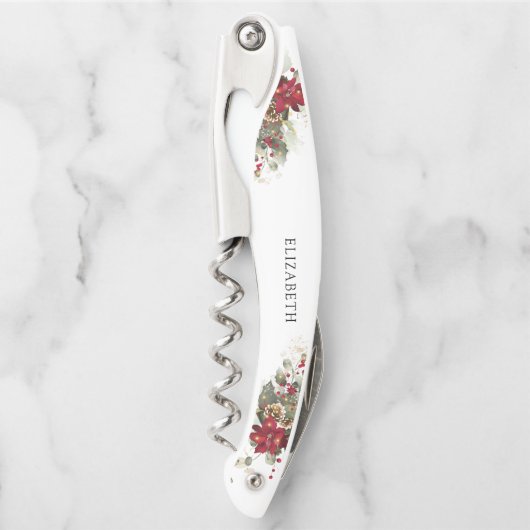 Christmas Red Poinsettia Vrijgezellenfeest Kurkentrekker (Voorkant)