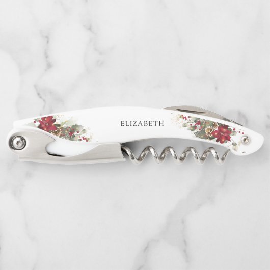 Christmas Red Poinsettia Vrijgezellenfeest Kurkentrekker (Voorkant)