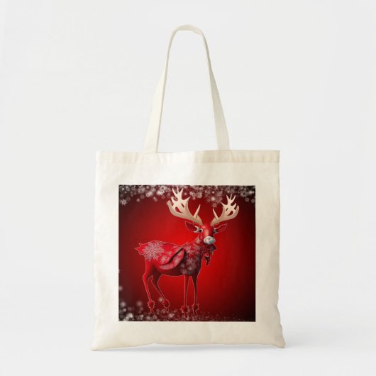 Christmas Red Reindeer Snowflakes Winter Holidays Tote Bag (Voorkant)