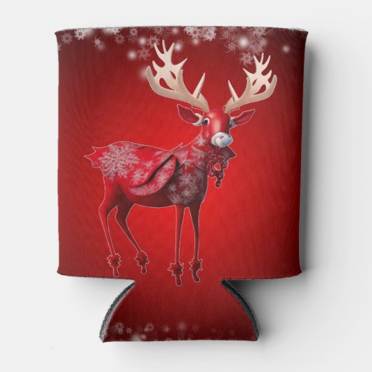 Christmas Red Reindeer Winter Holidays Blikjeskoeler (Voorkant)