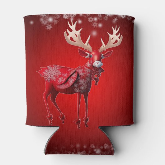 Christmas Red Reindeer Winter Holidays Blikjeskoeler (Achterkant)