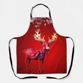 Christmas Red Reindeer Winter Holidays Schort