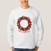 Christmas Red Rose Wreath Happy Christmas T-shirt (Voorkant)