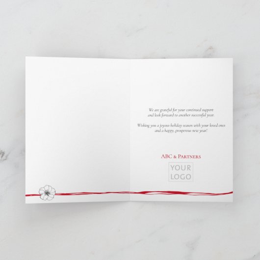 Christmas Red Rustic Tree Handdrawn Feestdagen Kaart (Binnen)