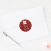 Christmas red silver glitter business logo ronde sticker (Envelop)