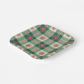 Christmas Red Snowflakes Green Checks Pattern Papieren Bordje (Gebogen)