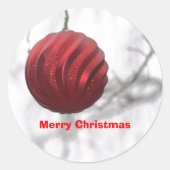 Christmas Red Sparkly Swirl Ornament Ronde Sticker (Voorkant)