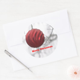 Christmas Red Sparkly Swirl Ornament Ronde Sticker