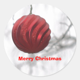 Christmas Red Sparkly Swirl Ornament Ronde Sticker