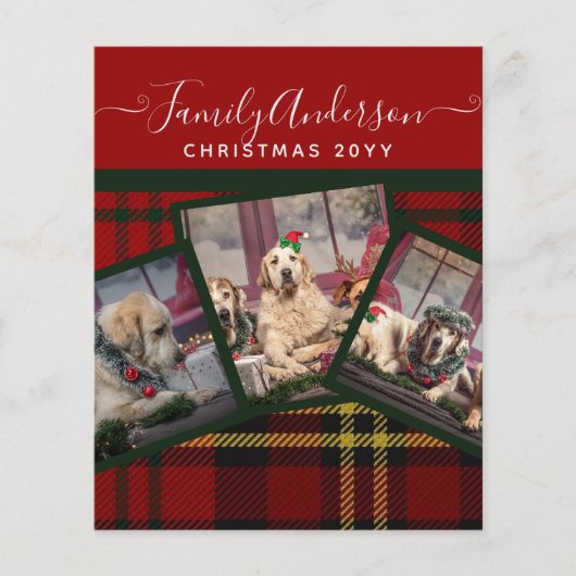 CHRISTMAS Red Tartan Photo Collage Flyer (Voorkant)
