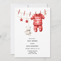 Christmas Red Teddy Bear Clothesline Baby shower