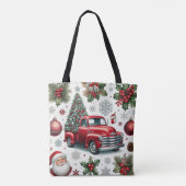 Christmas Red Truck and Santa Pattern  Tote Bag (Achterkant)