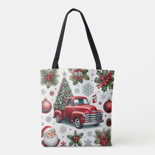 Christmas Red Truck and Santa Pattern  Tote Bag (Achterkant)