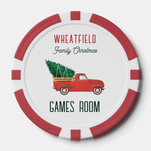 Christmas Red Truck Family Games Room Custom Poker Chips (Voorkant)