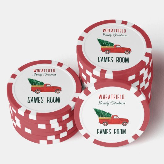 Christmas Red Truck Family Games Room Custom Poker Chips (Opstapeling)