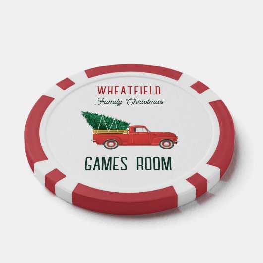 Christmas Red Truck Family Games Room Custom Poker Chips (Enkel)